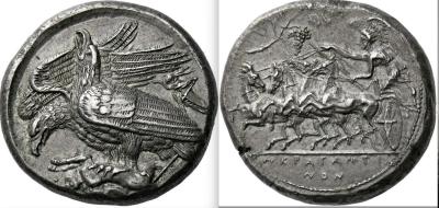 12. Акрaгас, Тетродрахма. 410-е гг до н.э...jpeg